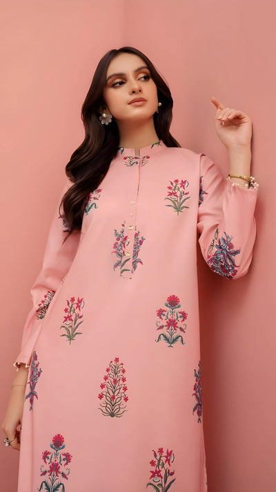 pink Printed - 2 Pc Stitched Co-Ord Set